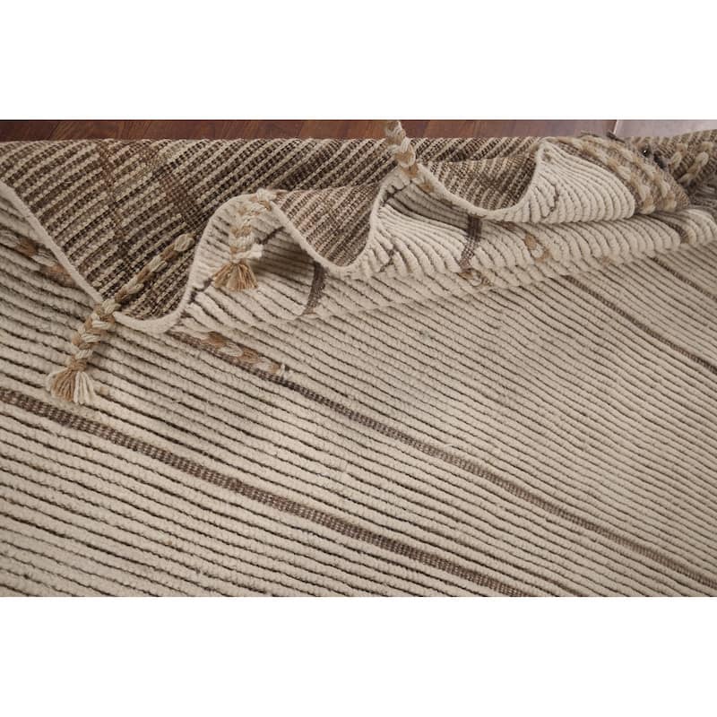 Earth Tone Moroccan Oriental Area Rug Handmade Wool Carpet - 6'0"x 9'4"