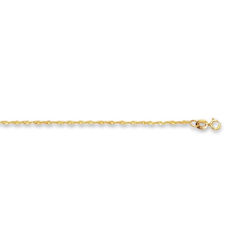 Curata 14k Yellow Gold 10" 1.5mm Diamond-cut Singapore Chain Anklet
