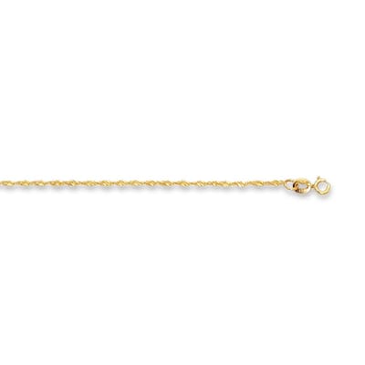 Curata 14k Yellow Gold 10" 1.5mm Diamond-cut Singapore Chain Anklet