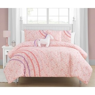 ULTRA SOFT CHIC LAVENDER PURPLE PINK SILVER RUFFLE HEART GIRLS COMFORTER SET 