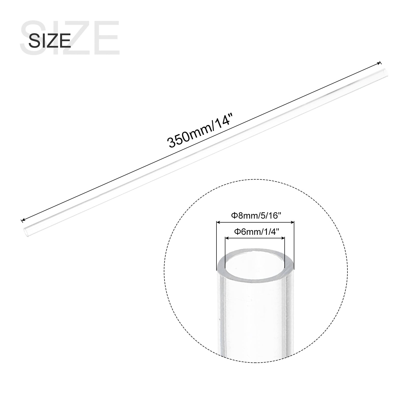 Plastic Pipe Rigid Polycarbonate Round Tubing High Impact for Lighting, Models, Water Plumbing - Clear