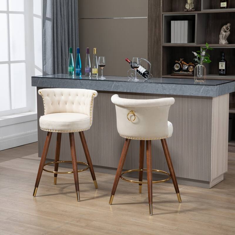 Swivel Bar Stools with Backrest Footrest - 21.85*20.08*36.02Inch