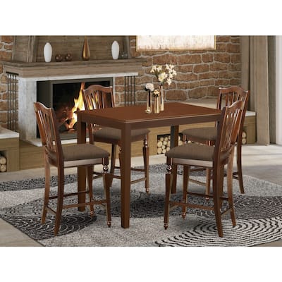 5-Piece Mahogany Finish Solid Wood Top - Dining Room Set - Seats 4