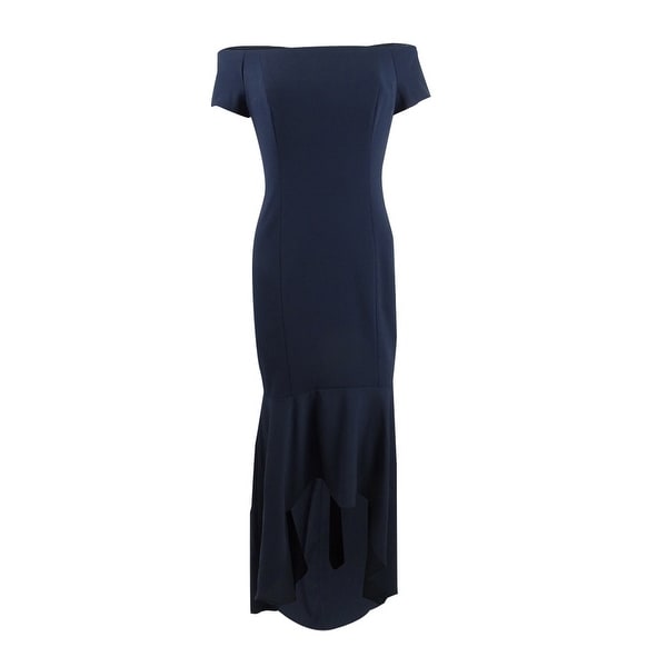 calvin klein off the shoulder high low dress