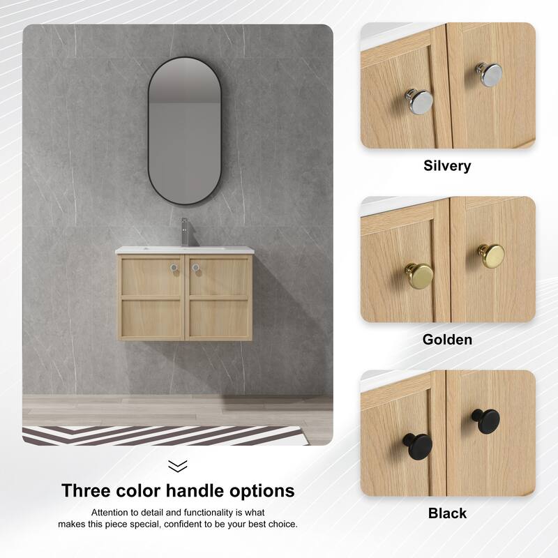 Beingnext 24"/30" Bathroom Vanity with Sink, Floating/Freestanding Bathroom Vanity with Soft Close Door
