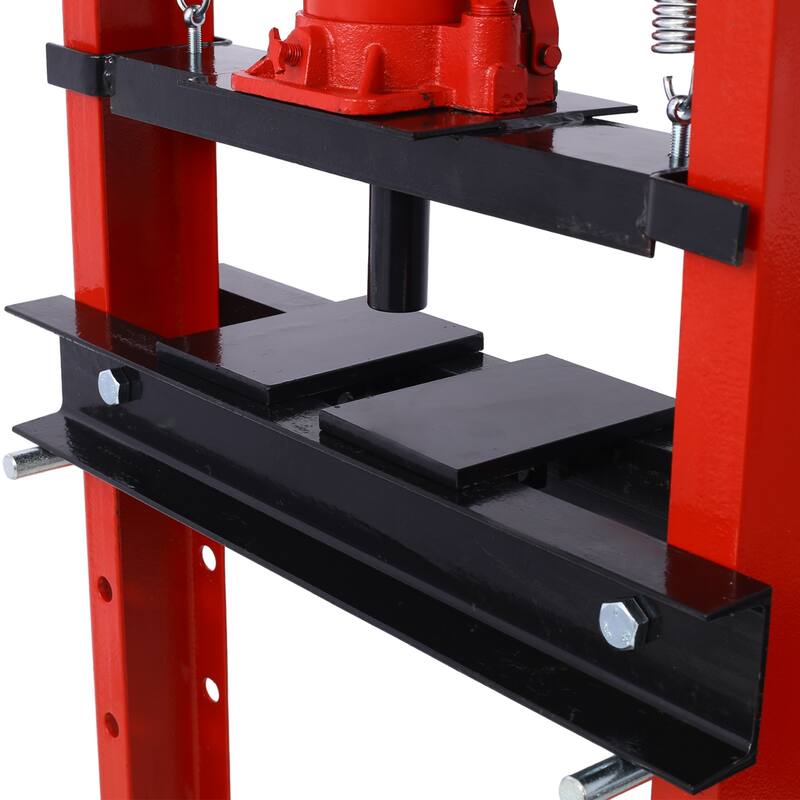 Hydraulic Shop Press ,12-Ton Capacity , Floor Mount ,with Press Plates, H-Frame Garage Floor Press, Adjustable Working Height