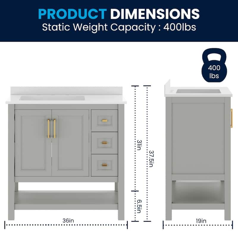 Bathroom Vanity with Sink, Open Storage, and Storage Drawers
