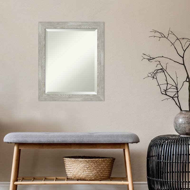 Beveled Wall Mirror - Dove Greywash Narrow Frame - Dove Greywash Narrow