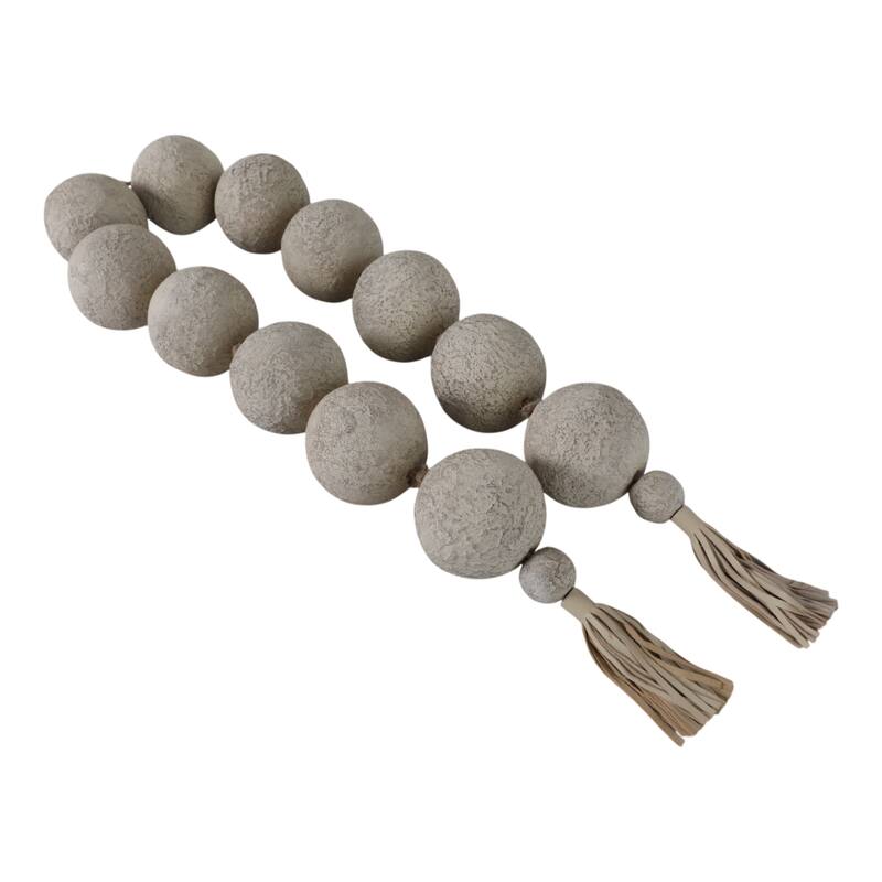 Ecomix Bead Strand with Leather Tassels and Chiseled Texture Detailing - 53" x 3" x 3"
