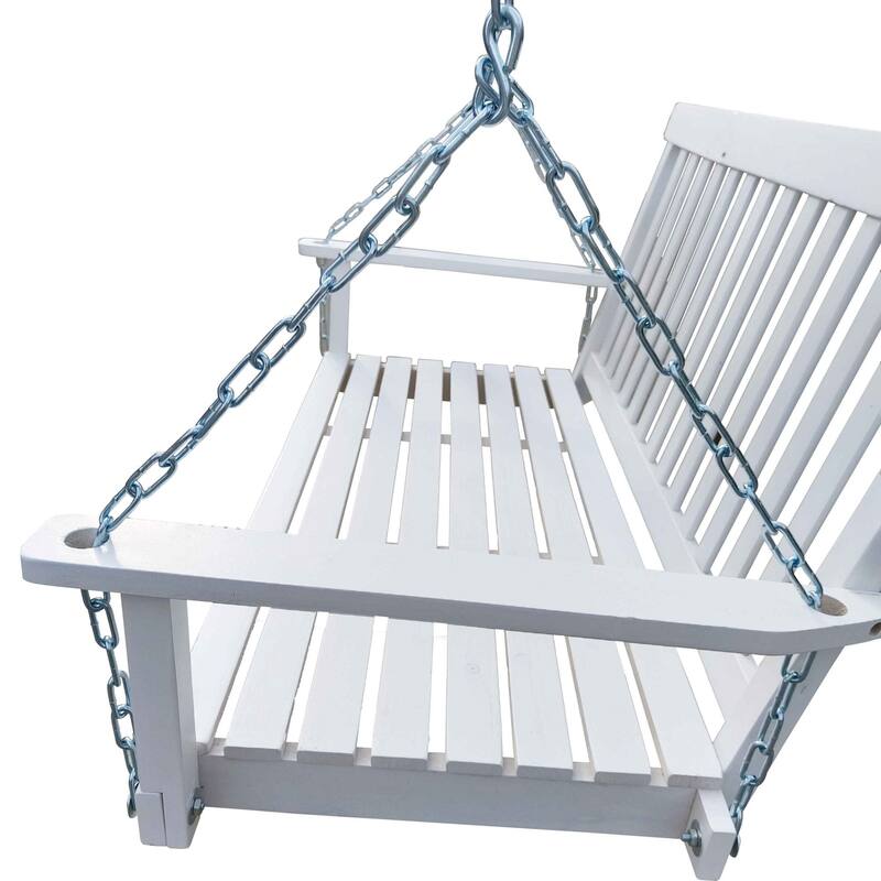 Armrest Wood Bench Swing with Hanging Chains