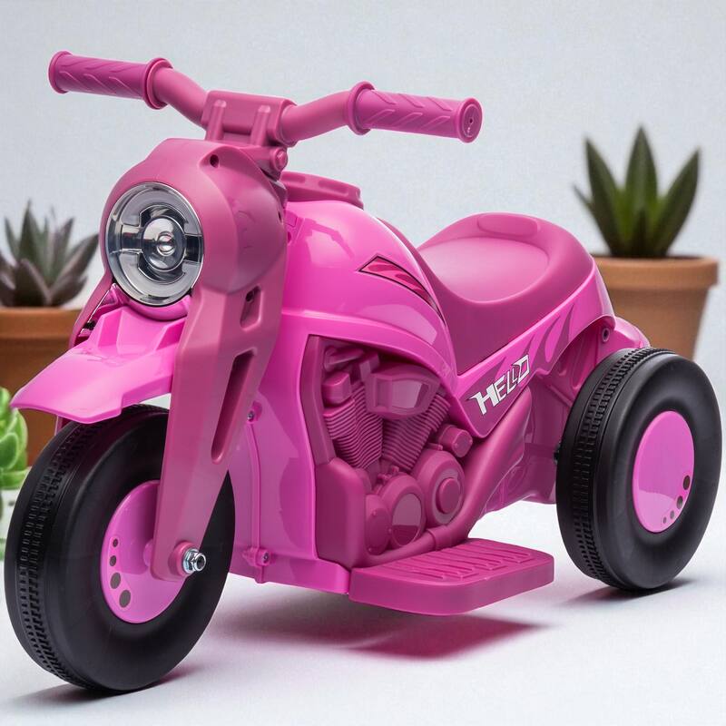 6V Kids Electric Motorcycle, 3-Wheeled Ride-On Bubble Car with Music, LED Headlight, Forward & Reverse - Pink