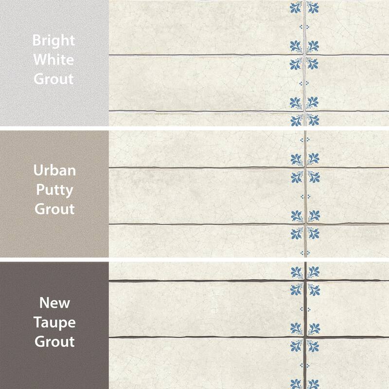Merola Tile Crackle Cream Decor 2-7/8" x 11-7/8" Ceramic Wall Tile