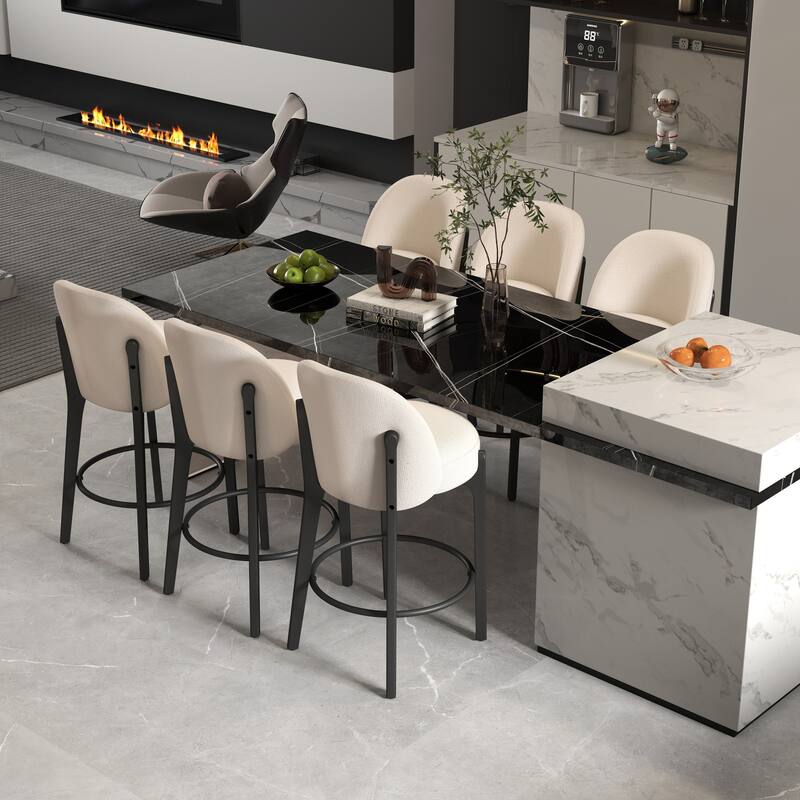 set of 4 Upholstered Counter Height Bar Stools - Set of 6 - Beige