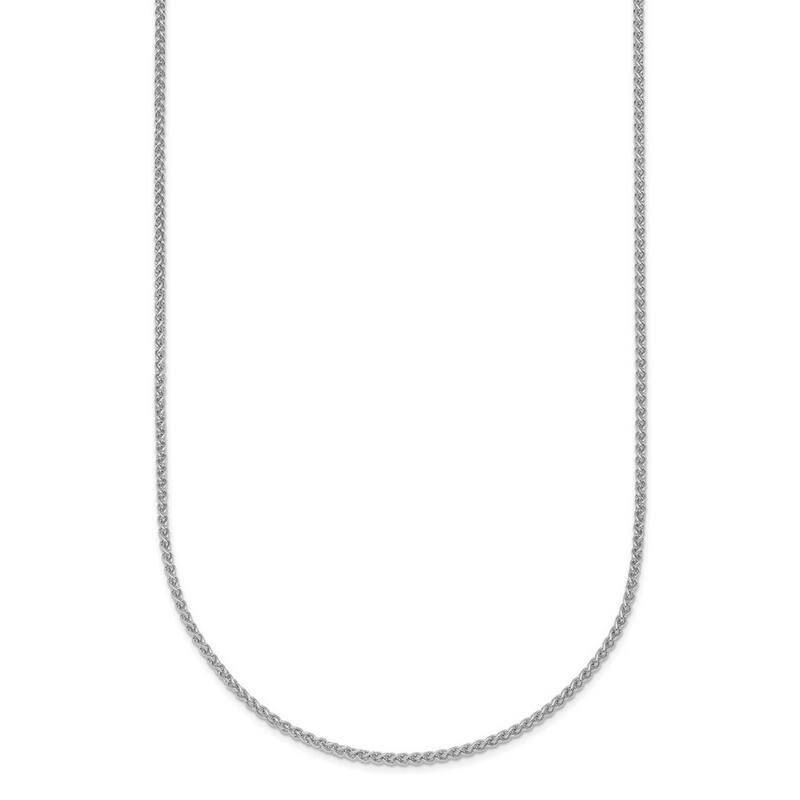 Curata Italian 14k White Gold 1.3mm Wheat Chain Necklace For Men (Lobster)