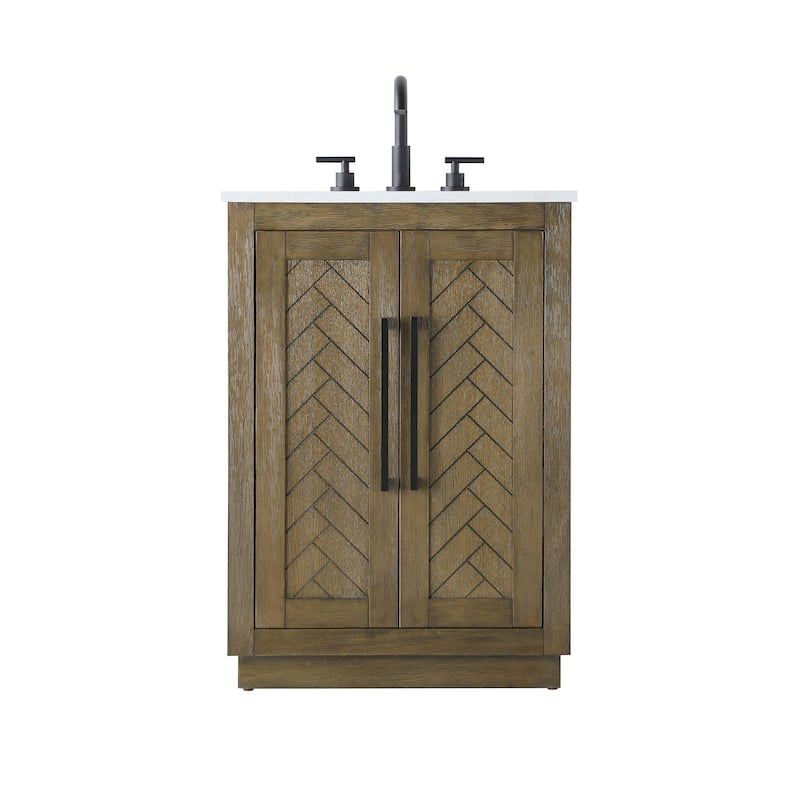 Elegant Lighting VF29024 Chase 24" Free Standing Single Basin Vanity - Hazel Oak