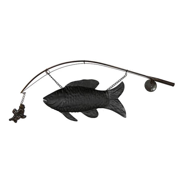 Large Metal `Catch of the Day` Fish and Pole Decorative Wall Sculpture -  Bed Bath & Beyond - 16807010