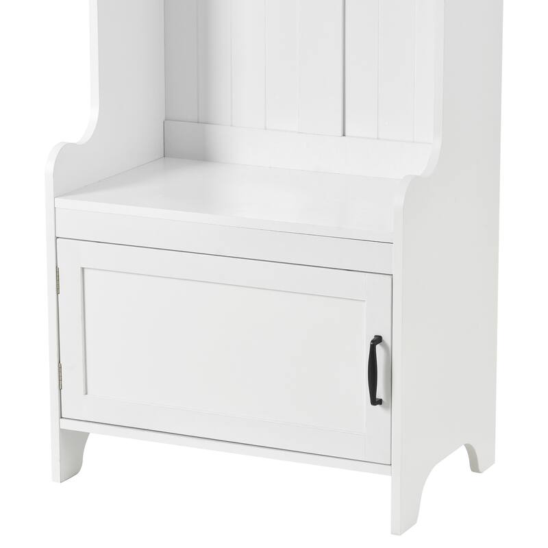 Modern Style 4-in-1 Multiple Functions Hall Tree with Ample Storage Drawer and 7 Metal Hooks