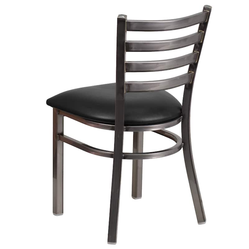 Clear Coated Ladder Back Metal Restaurant Chair - 16.5"W x 17"D x 32.25"H - 16.5"W x 17"D x 32.25"H