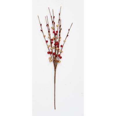 19" Red & Gold Beaded Spray, Set of 3 - Multicolor