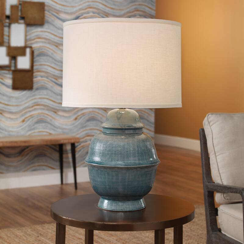 Jamie Young Kaya Ceramic Table Lamp with Linen Shade