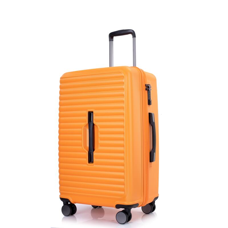 Orange 3 Piece Set Lightweight Suitcase for Long Travel, Hardside Carry