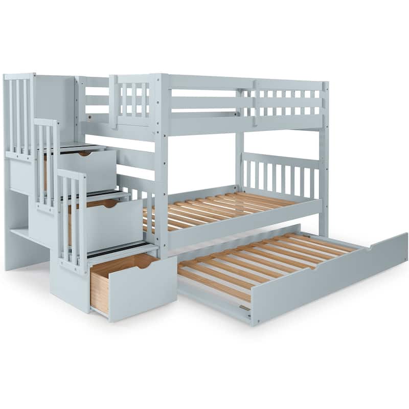 Taylor & Olive Trillium Twin over Twin Stairway Bunk Bed, Twin Trundle