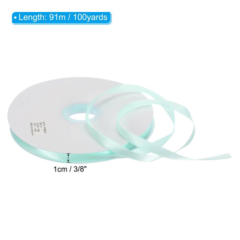3/8" W x 100 Yards Polyester Satin Ribbon, for Craft - Mint Green