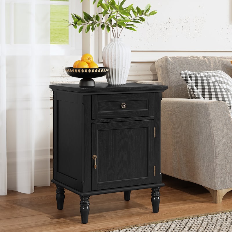 1-Drawer Bedside Table with Storage Function (Set of 2)