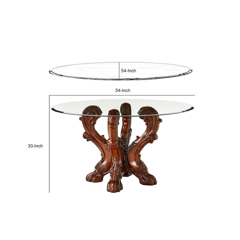 Imperial Dining Table with Pedestal, Cherry Oak Brown