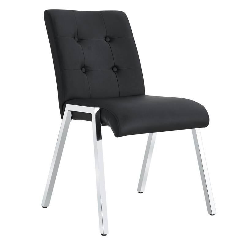 Armless High Backrest Dining Chair with Electroplated Metal Legs