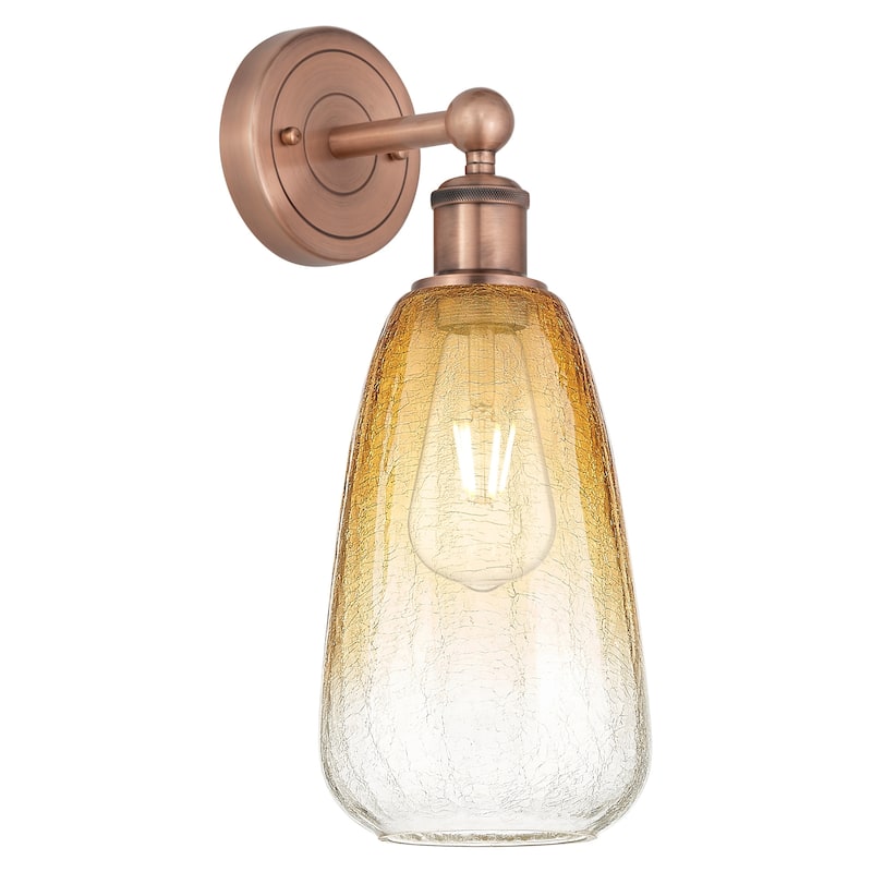 Innovations Lighting 616-1W-16-6 Brookhaven Almond Sconce Brookhaven - Antique Copper / Amber