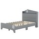 preview thumbnail 13 of 34, Wooden Full/Twin Size House Bed with Storage Headboard - Sturdy Plywood and Particle Board Construction, for Kids