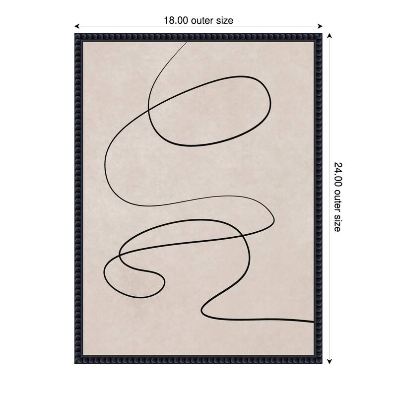 Black Line and Textured Beige Background by Little Dean Framed Canvas Wall Art Print - 18 x 24 in