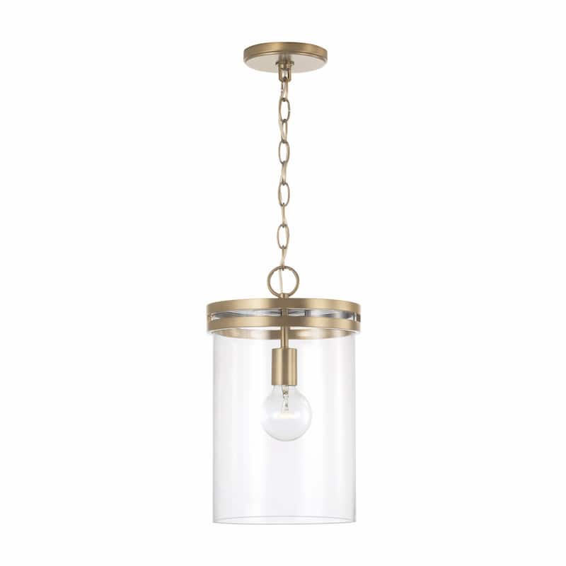 Fuller 1-light Pendant w/ Clear Glass - Aged Brass