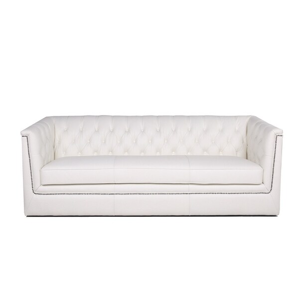 Copper Grove Tofua White Tufted Leather Sofa - 85"Wx36"Dx29"H. Opens flyout.