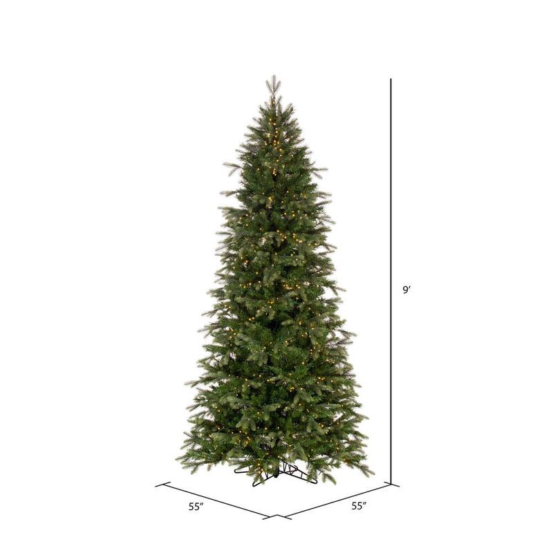 Vickerman 9' x 50" Douglas Fir Fir Artificial Slim Pre-Lit Christmas Tree, Warm White 3mm Low Voltage LED Wide Angle Lights.