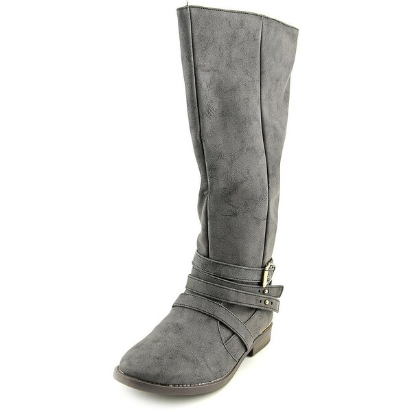 Qupid Vance Women Round Toe Leather Knee High Boot