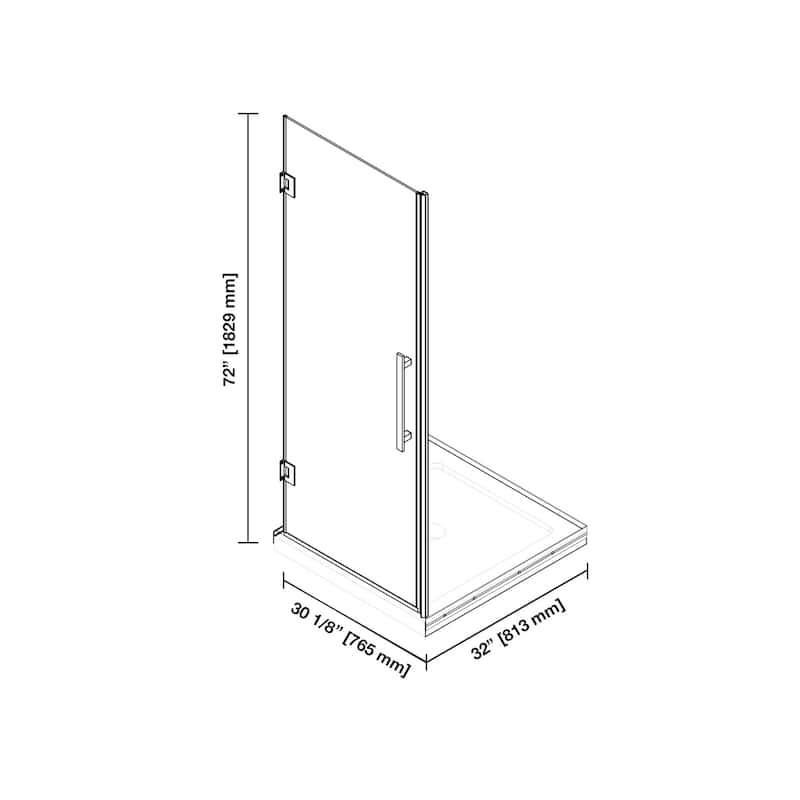 OVE Panama Alcove Frameless Pivot Hinge Shower Door Kit with Base Pan, 2025