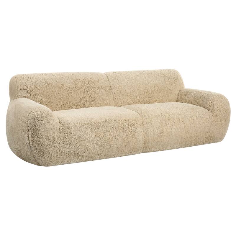 Artificial Sheepskin Rounded Sofa - 96" - Caramel Brown
