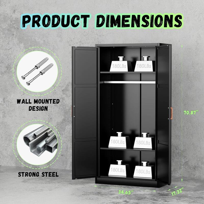 71'' - 72'' Tall Wardrobe Armoire Clothing Closet Storage Cabinet with Hanging Rod and Adjustable Shelves