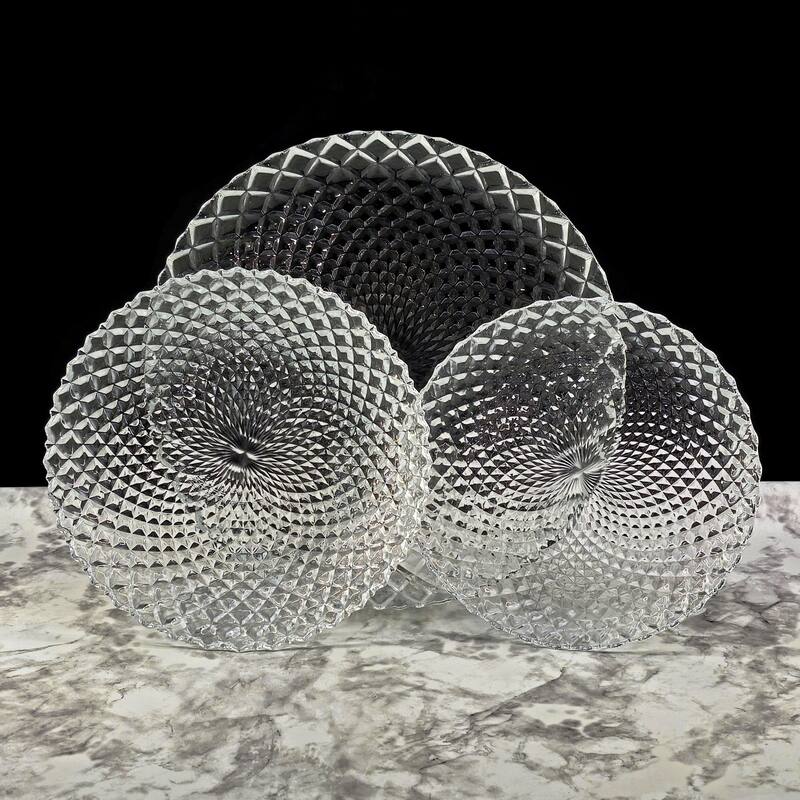 Unique Diamond Pattern Glass Dinner Set Perfect for Everyday Dining and Special Occasions