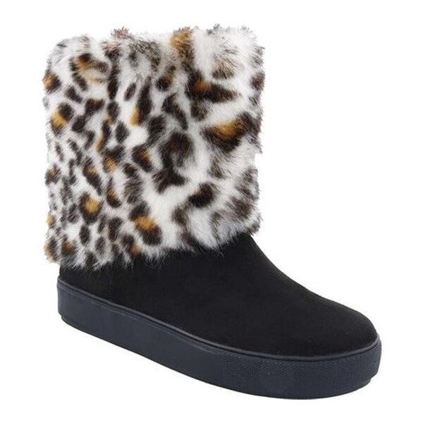 womens black faux fur boots