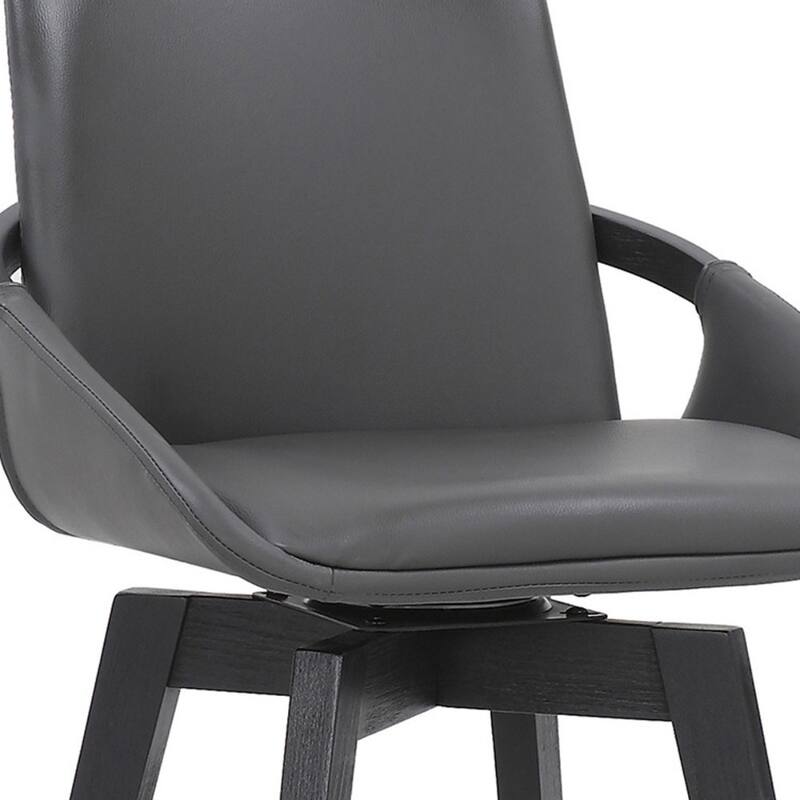 Fabric Swivel Bar Stool with Arms, Full Back and Iron Footrest Frame