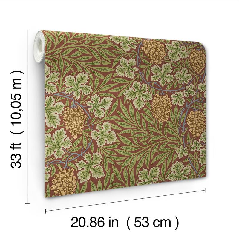 A-Street Prints Vine Ruby Woodland Fruits Wallpaper