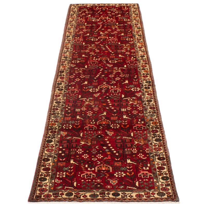ECARPETGALLERY Hand-knotted Andelz Red Wool Rug - 3'4 x 12'6