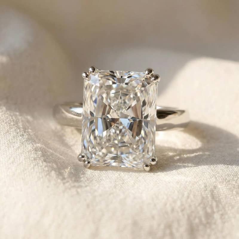 Bliss Diamond Certified 7Ct Radiant Cut Diamond Engagement Ring Gold Lab Grown