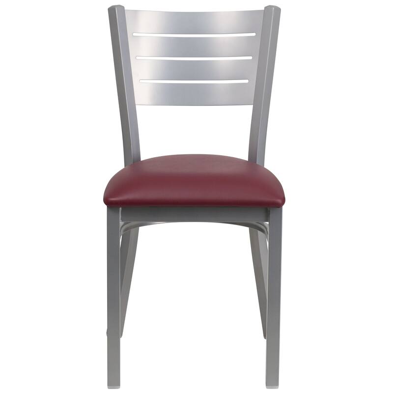 Slat Back Metal Restaurant Chair - 16.5"W x 19"D x 33.5"H - 16.5"W x 19"D x 33.5"H