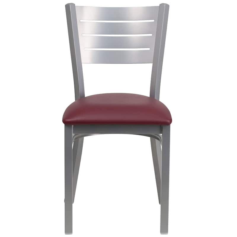 Slat Back Metal Restaurant Chair - 16.5"W x 19"D x 33.5"H - 16.5"W x 19"D x 33.5"H