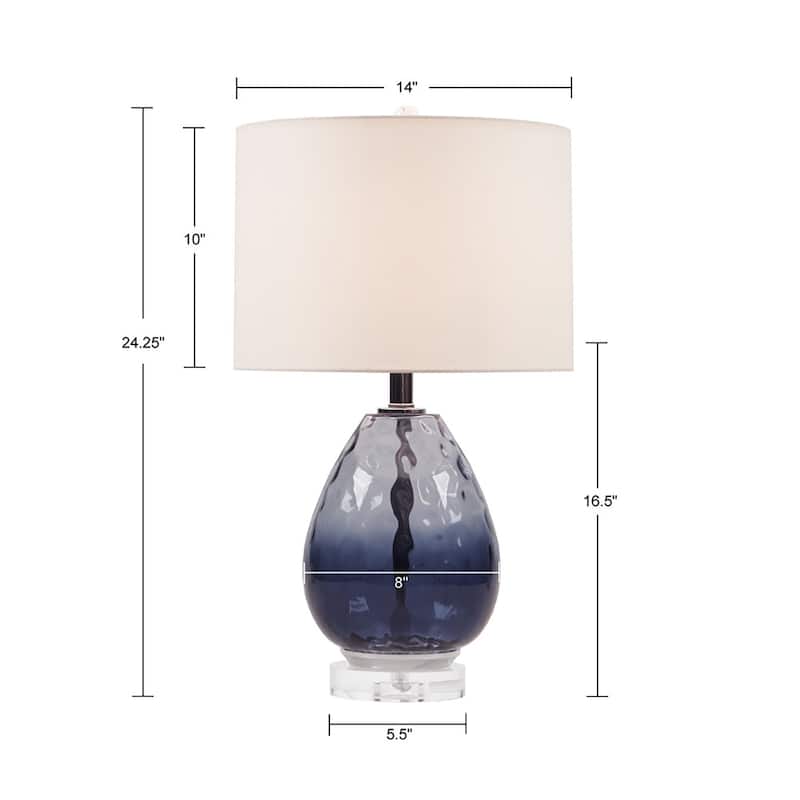 Borel Ombre Glass Table Lamp Cottage French Country 24inch Bedside Lamp ...