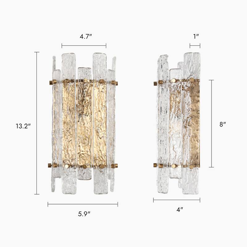 Modern Gold 1-Light Flush Mount Wall Sconces Glass Bathroom Vanity Lights - 5.9" W x 13.2" H x 4" D